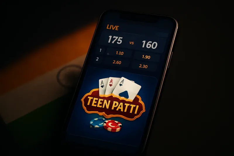 Premium Indian casino app on smartphone with live cricket odds and Teen Patti